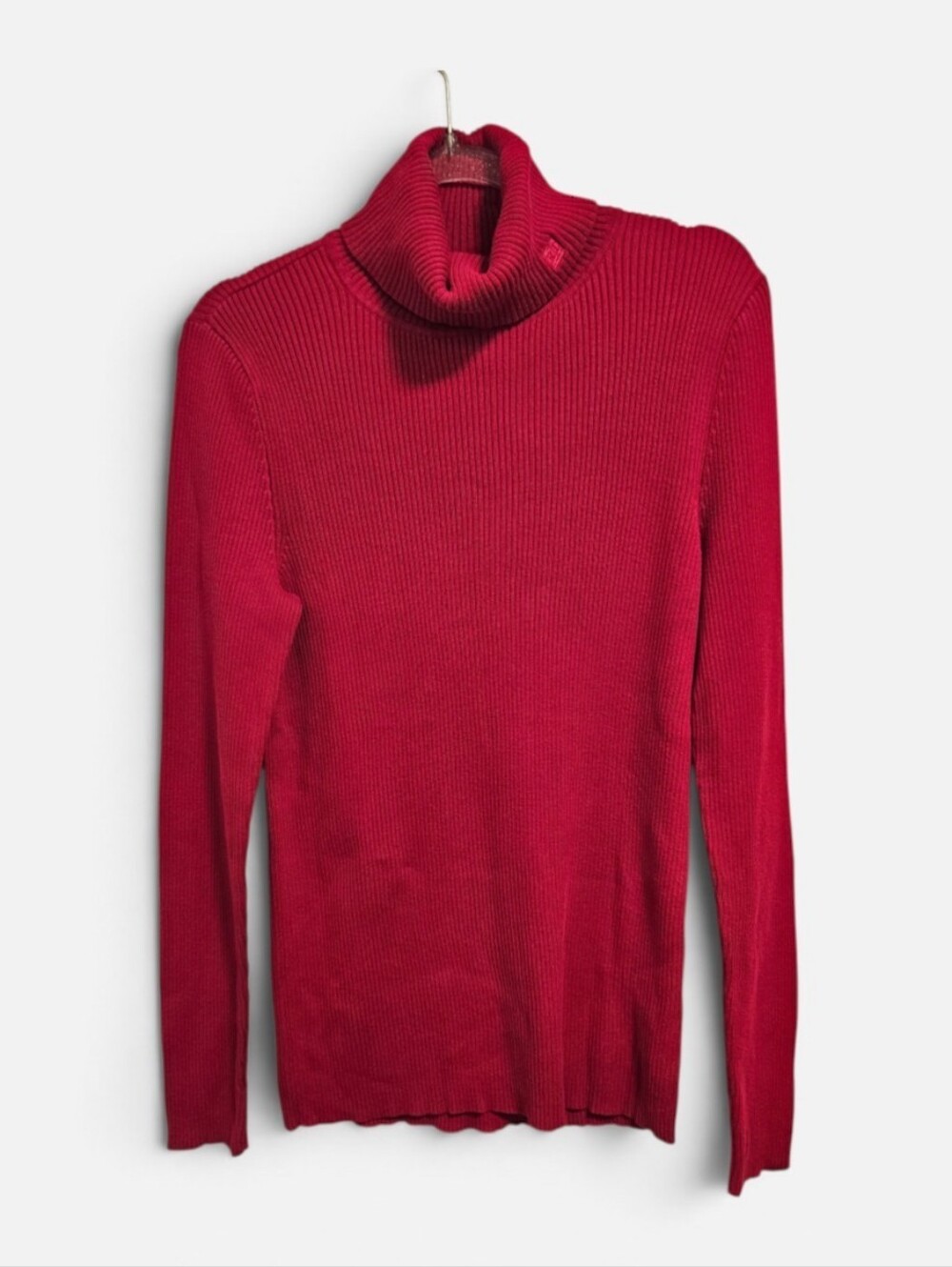 Lauren Ralph Lauren Ribbed Turtleneck Sweater Classic Red Preppy Cozycore Size M
